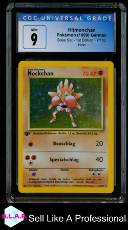 HITMONCHAN BASE SET - 1ST EDITION HOLO 7/102 POKEMON CGC 9 - Image 1