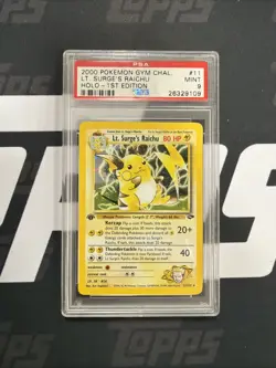 2000 Pokemon Gym Challenge Lt Surge’s Raichu Holo 1st Edition PSA 9 11/132 - Image 1