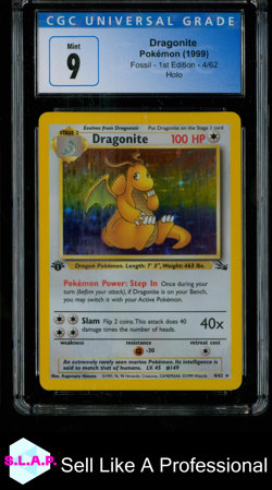 DRAGONITE FOSSIL - 1ST EDITION HOLO 4/62 POKEMON CGC 9 - Image 1