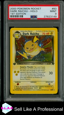 DARK RAICHU POKEMON 83/82 2000 TEAM ROCKET HOLO 1ST EDITION ENGLISH PSA 9 - Image 1