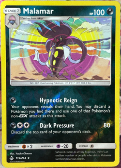 Malamar Reverse Holo Rare - 119/214 - Unbroken Bonds Pokemon 2019 - Image 1