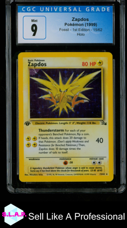 ZAPDOS FOSSIL - 1ST EDITION HOLO 15/62 POKEMON CGC 9 - Image 1