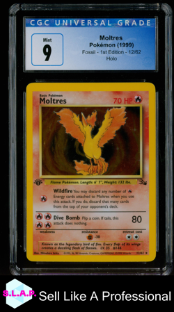 MOLTRES FOSSIL - 1ST EDITION HOLO 12/62 POKEMON CGC 9 - Image 1