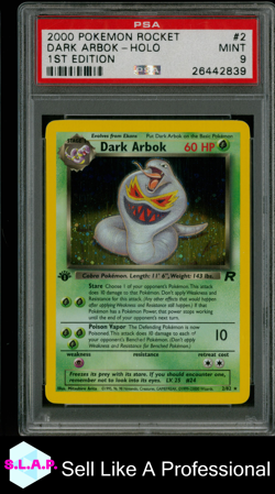 DARK ARBOK POKEMON 2/82 2000 TEAM ROCKET HOLO 1ST EDITION ENGLISH PSA 9 - Image 1