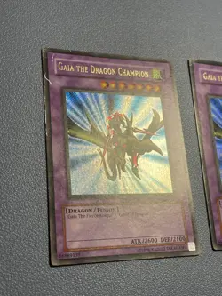 Yu-Gi-Oh! 2x MISPRINT Gaia The Dragon Champion LOB-125 Ultra Rare Gold Letters - Image 2