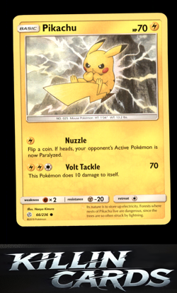 Pikachu 66/236 Pokemon Common SM - Cosmic Eclipse Card NM - Image 1
