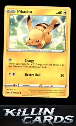 Pikachu 065/202 Pokemon Common SWSH01: Sword & Shield Base Set Card NM - Image 1
