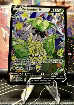 Victreebel Weepinbell Bellsprout Stained Glass Pokemon Fan Art Card DisplayOnly - Image 1
