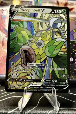 Victreebel Weepinbell Bellsprout Stained Glass Pokemon Fan Art Card DisplayOnly - Image 2