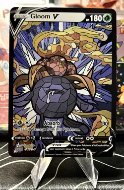 Oddish Gloom Vileplume Stained Glass Art Cards - Pokemon Inspired Collector’s - Image 2