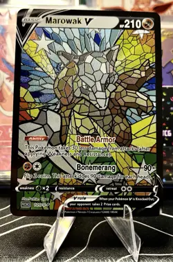 Marowak V ACG Stained Glass Art Card - Pokemon Inspired Collector’s Card - Image 1