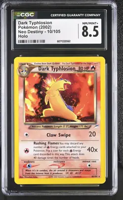 CGC 8.5 Dark Typhlosion 2002 Neo Destiny 10/105 Holo Pokemon Card - Image 1