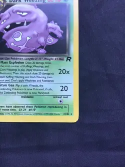 Pokemon Cards: Team Rocket 1st Edition Rare: Dark Weezing 31/82 - Image 4