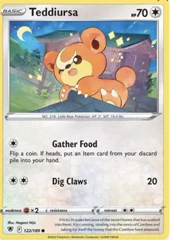 Pokemon Card 122/189 TEDDIURSA - ASTRAL RADIANCE - COMMON - NM - Image 1