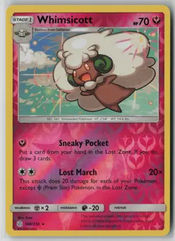 Whimsicott 148/236 Pokemon TCG Cosmic Eclipse Reverse Holo Card (Near Mint) NM 1 - Image 1
