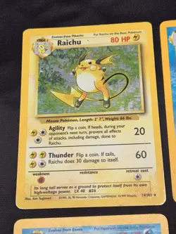 Vintage Holo Rare Pokemon Cards WOTC 1999 Base Set, Fossil, Jungle MP/HP Raichu - Image 2