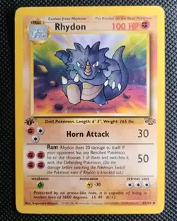 Rhydon 1st Edition Jungle 45/64 WOTC Pokemon Card 1999 - EXCELLENT LP - Image 1