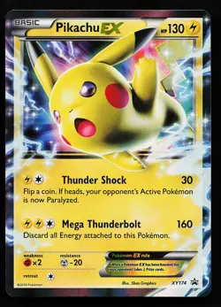 Pikachu EX XY174 Holo XY Promo Pokemon Card (small dent) - Image 1