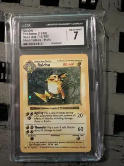 CGC 7 Raichu 1999 Base Set 14/102 Shadowless Holo Pokemon Card - Image 1