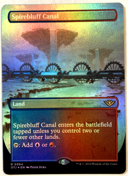 MTG Spirebluff Canal BORDERLESS FOIL Outlaws of Thunder Junction 304 NM - Image 1