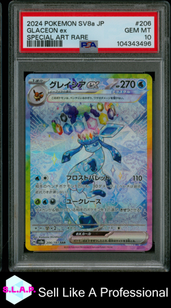 GLACEON EX POKEMON SPECI4L ART RARE JAP SV8A-TERASTAL FEST EX 2024 206 PSA 10 - Image 1