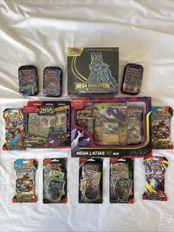 Pokemon Mega Evolution Bundle: 13 Items, ETB, Tins, Booster Packs, Gengar Deck. - Image 1