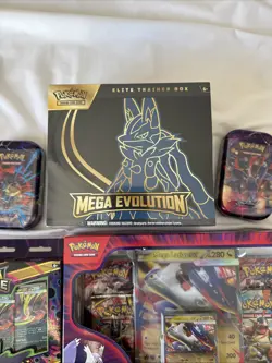 Pokemon Mega Evolution Bundle: 13 Items, ETB, Tins, Booster Packs, Gengar Deck. - Image 2