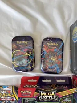 Pokemon Mega Evolution Bundle: 13 Items, ETB, Tins, Booster Packs, Gengar Deck. - Image 3