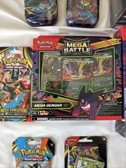 Pokemon Mega Evolution Bundle: 13 Items, ETB, Tins, Booster Packs, Gengar Deck. - Image 4