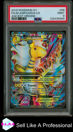 FA/M AMPHAROS EX ANCIENT ORIGINS POKEMON XY ANCIENT ORIGINS 2015 88 PSA 9 - Image 1