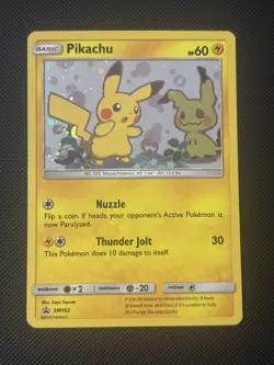 Pokemon TCG Pikachu & Mimikyu SM162 Black Star Promo Sun & Moon Holo 2019 - Image 1