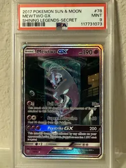 PSA 9 Mewtwo GX 78/73 SECRET RARE Mewtube SM Shining Legends Pokemon Card MINT - Image 1