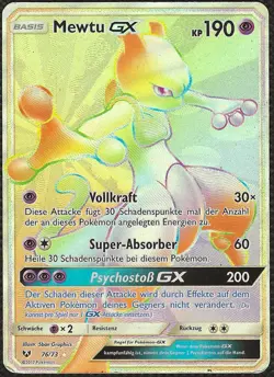 Pokemon MEWTU GX 76/73 Sun & Moon Shining Legends Rainbow German DE Mewtwo Good - Image 1
