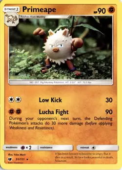 Primeape Rare SM - Crimson Invasion 51/111 Pokemon Card TCG - Image 1