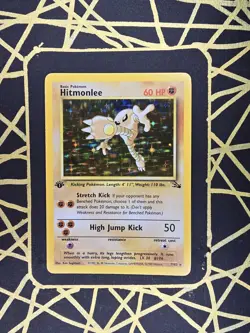 🔥 1st Edition Hitmonlee 7/62 🔥 Original Holo Rare Fossil Set Pokemon Card 1999 - Image 1