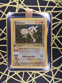 🔥 1st Edition Hitmonlee 7/62 🔥 Original Holo Rare Fossil Set Pokemon Card 1999 - Image 2