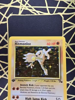 🔥 1st Edition Hitmonlee 7/62 🔥 Original Holo Rare Fossil Set Pokemon Card 1999 - Image 4