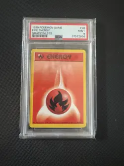 Pokemon TCG Fire Energy Shadowless Card 98/102 Base Set PSA 9 - Image 1