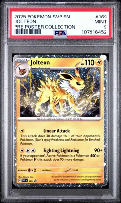 Pokemon TCG Jolteon SVP 169 PRE Poster Collection Cosmos Holo Promo Card - PSA 9 - Image 1