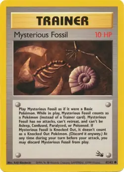 Mysterious Fossil Trainer Fossil Base Set 62/62 Common Pokemon Card NM - Image 1
