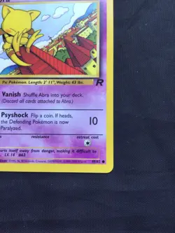 Pokemon Cards: Team Rocket 1st Edition Common: Abra 49/82 - Image 4