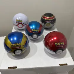 Lot Of 5 Pokemon Pokeball Tins 2020 (D21) New Unopened Sealed Pokemon TCG Cards - Image 1