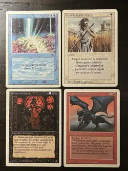 1994 Magic The Gathering Revised Lot of 3 Rare 1 Unc Cards HP-MP Braingeyser +3 - Image 1