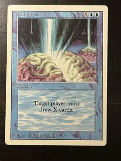 1994 Magic The Gathering Revised Lot of 3 Rare 1 Unc Cards HP-MP Braingeyser +3 - Image 3