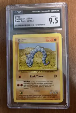 Onix Base Set Unlimited 56/102 CGC 9.5 Mint+ 1999 Pokemon - Image 1