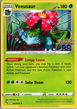 Venusaur Holo Holo Rare Pokemon GO 003/078 NM - Image 1