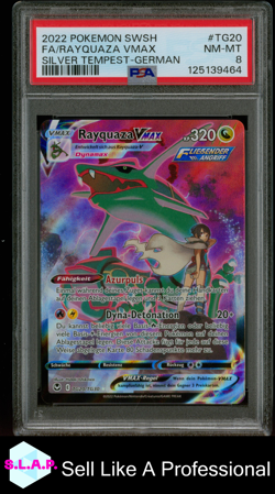 RAYQUAZA VMAX POKEMON TG20/TG30 2022 SWSH SILVER TEMPEST SECRET RARE GER PSA 8 - Image 1
