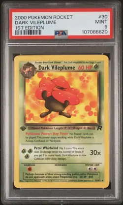 2000 Pokemon Rocket #30 Dark Vileplume 1st Edition PSA 9 NM-MT - Image 1