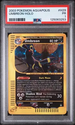 PSA 1 Umbreon H29/H32 Aquapolis Holo Skyridge Crystal Pokemon Clean New Cert - Image 1