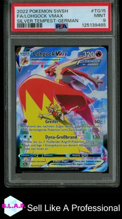 LOHGOCK VMAX POKEMON TG15/TG30 2022 SWSH SILVER TEMPEST SECRET RARE GERMAN PSA 9 - Image 1